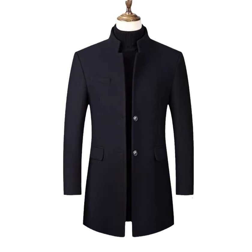 Wool Blends 2026 Autumn Men's Winter New Fashion Men's Casual Trendy Solid Color Elegant Stand Collar Single-breasted Wool Coats Male Clot