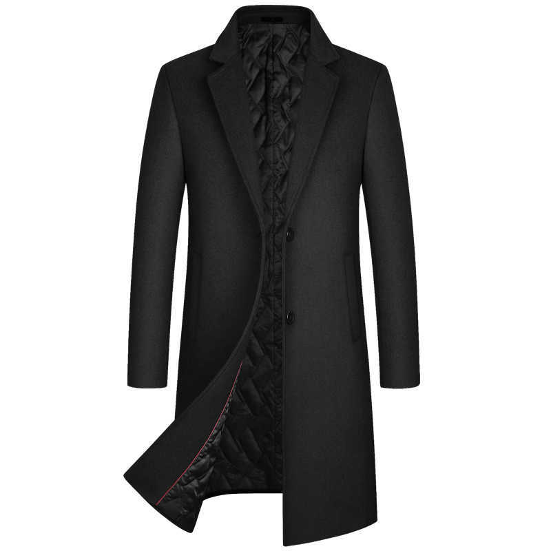 2025 Blends Men's Winter Wool Wool Coat Men Fashion Long Wool Blends England Style Business Casual Trench Coat Men Solid Thick Wool Coats Jacke