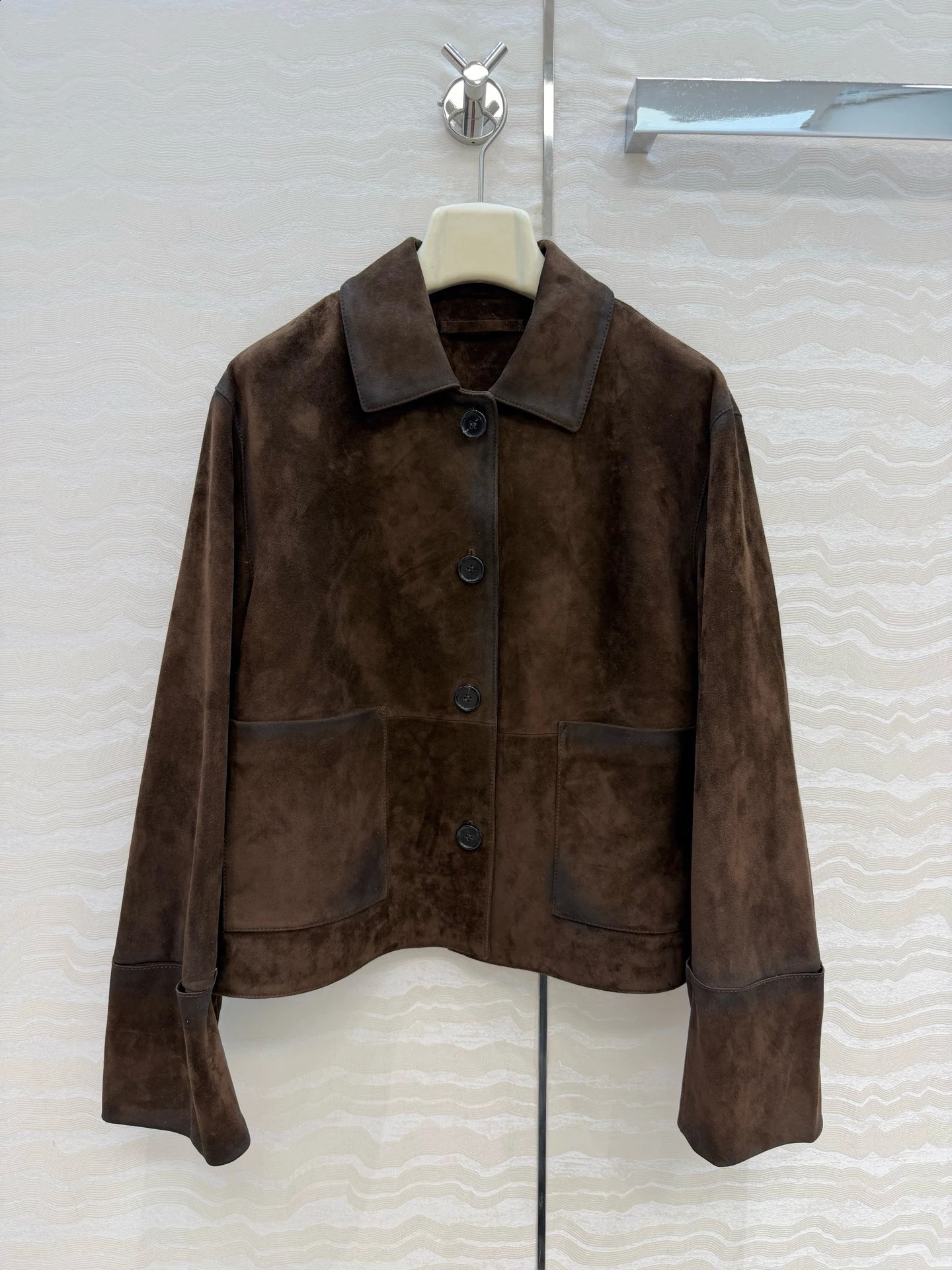 Women's Suede Jacket Sheepskin Lapel Short HShaped Top HighQuality Simple Fashionable Versatile 260920