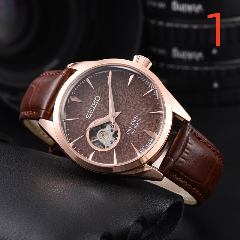 Hot selling Sei Wristwatch for Men 2026 New Mens Watches Three needles Automatic mechanical Watch High quality Top Luxury Brand Leather Strap Fashio