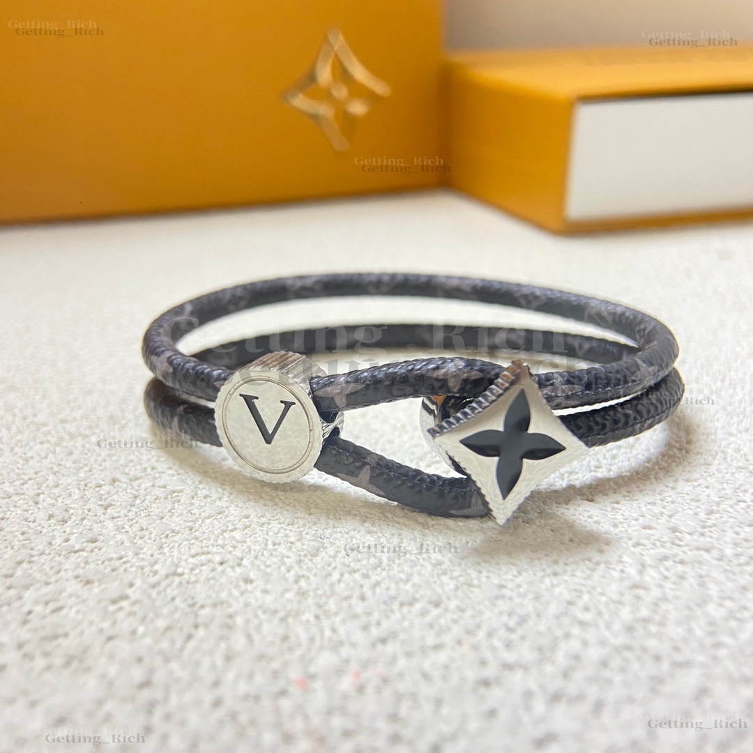 Pulsera de cuero Pulsera de bloqueo de moda Pulsera de diseñador de joyería clásica Plana Marrón Marca de metal para hombres y mujeres amantes Regal