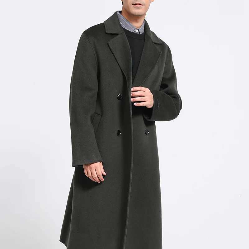 Wool Blends Autumn Winter Men's New Over The Knee Double-sided Wool Coat 100% Wool Coat Men's Korean Suit Collar Wide Loose Wool Coat Ligh