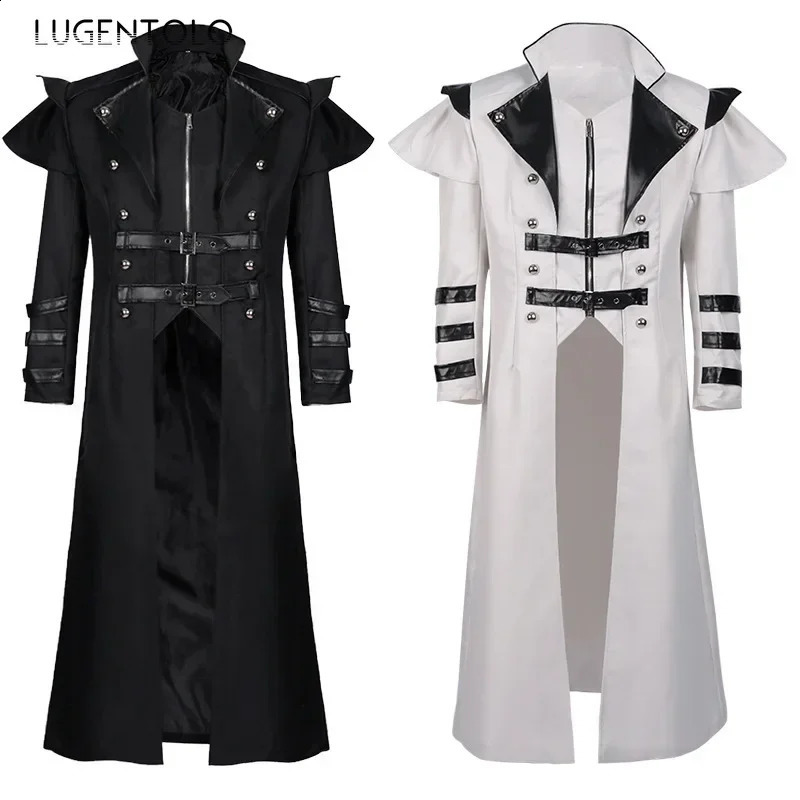 Men Medieval Gothic Trench Long Coats Court Costume Retro Casual Women Button Zipper Loose Party Bloodsucker Clothing 260921