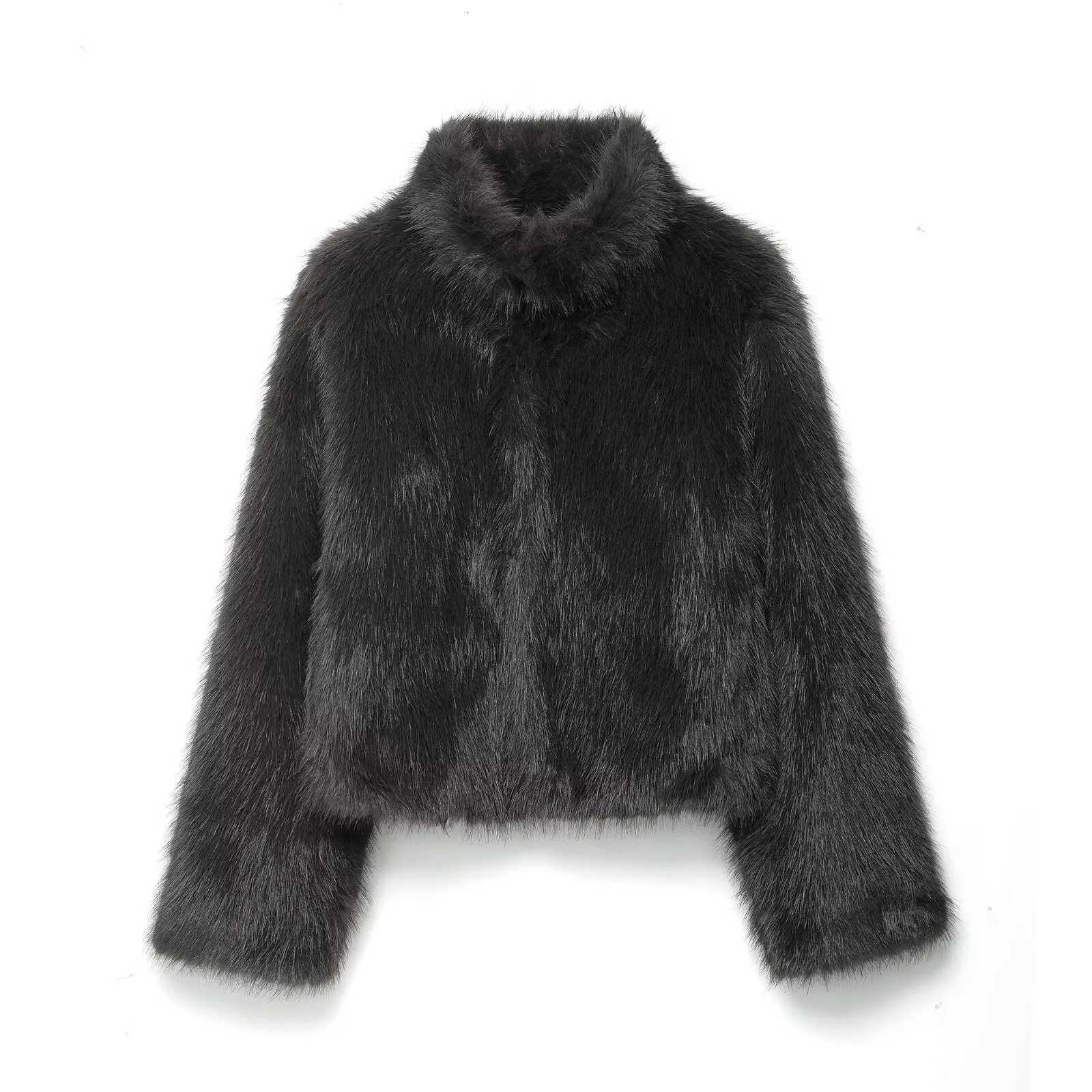 Women's Women's Jackets Jackets Fleece Coat Black Long Sleeve Outwear 2025 zartins Cropped Tops Winter Warm Coat With Zipper Woman Jackets