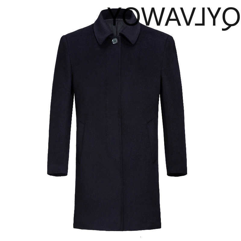 Wool Blends QYLVAWOY 100% Men's Pure Cashmere Coat Men's Winter Jacket Midi Long Mens Woolen Loose Coats and Jackets Male Clothing High En