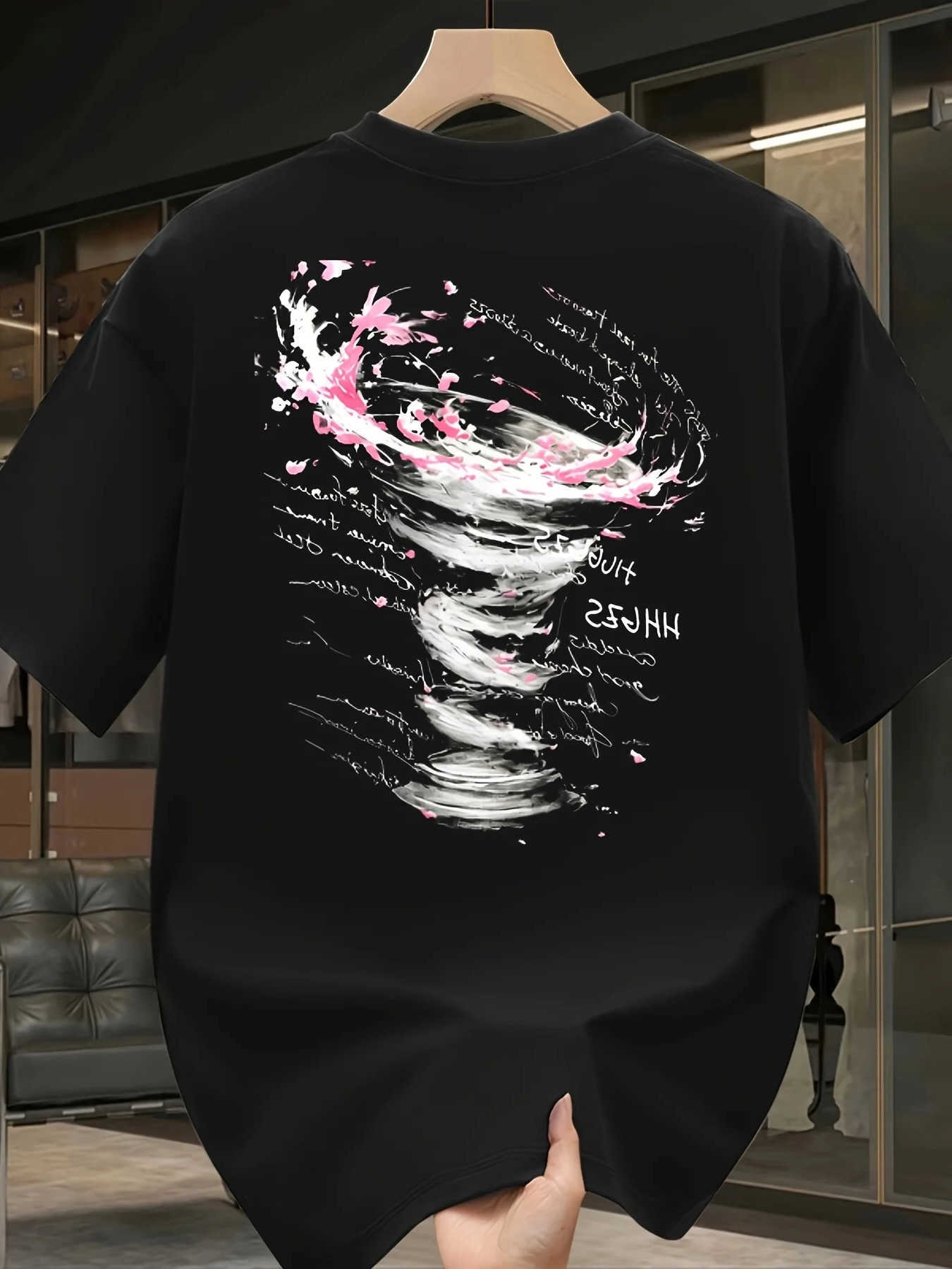 Men Men's Summer Hoodies Sweatshirts Short sleeve T-Shirt 100% Cotton Dark Wind Vortex Graffiti Scribble Print Black Loose Fit Casual Tops D260