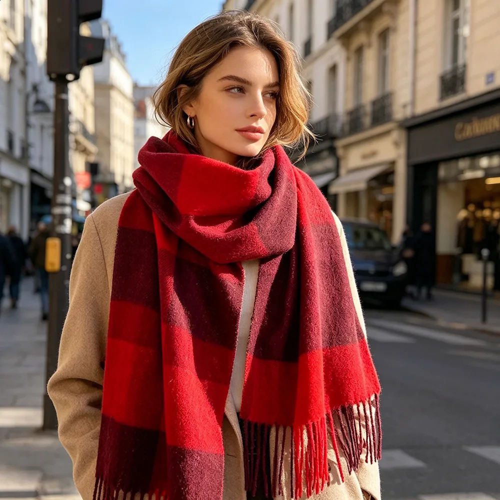 Wool Winter Scarf For Women Long Warm Cashmere Scarves Hijab Solid Lady Shawl Wrap Female Pashmina 260910
