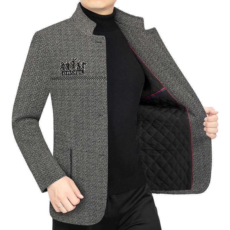 Winter Blends New Men's Wool Men Fleece Woollen Stand-up Collar Blazers Jackets Cashmere Trench Coats Business Casual Suits Coats Jackets Size