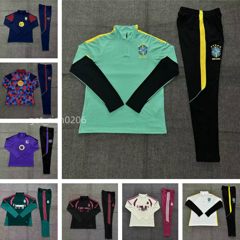 Men Tracksuits 26 27 Football Tracksuit Designer Men Brazil Training Set Half-Zip Training Suit Soccer Sports Shirts Mens Sports Hoodie Pants 2 Piec