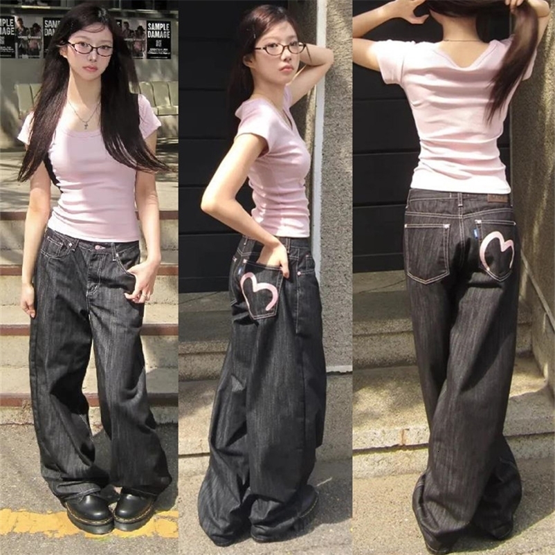 Autumn Winter Women's Denim Jeans Y2K Wide Fit Baggy Jeans Grunge Harajuku Cowboy In Pants Korean Mom Jeans Punk Retro 260918CJ