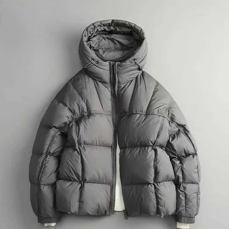 2026 Fashion Solid Color Puffs Hooded Jacket Men Winter Thick Warm Down Coats Male Loose White Duck Down Outerwear D09 Q260921