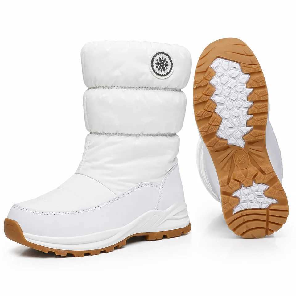 Women Winter Snow Boots Water-Resistant Warm Fur Lined Anti-Slip Mid-Calf Zipper Outdoor Walking Shoes Christmas New Year Gift L26921