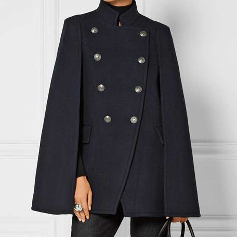 Wool Blends Men's coat Men's autumn winter woollen coat fashion men's double breasted woollen coat Korean style loose men's coat