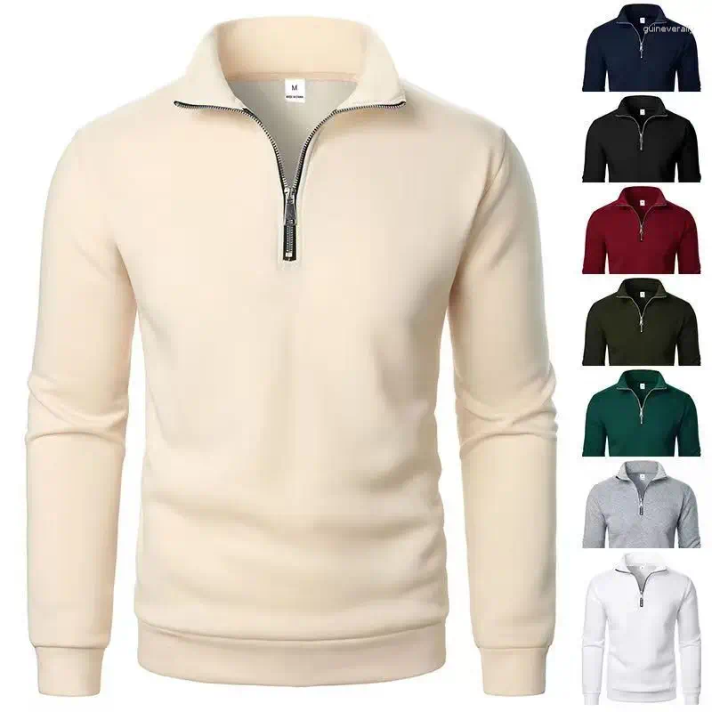 Men's Quarter Zip Up Sweaters Slim Fit Lightweight Mock Neck Pullover Casual Half Turtleneck Knitted Outdoor Streetwear