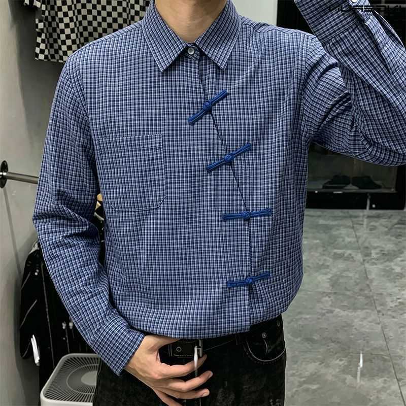 Men's Men's Casual Shirts Shirt Plaid Lapel Long SLeeve Vintage Casual Men Clothes Streetwear Loose Retro Leisure Tops For Man Shirts 2026