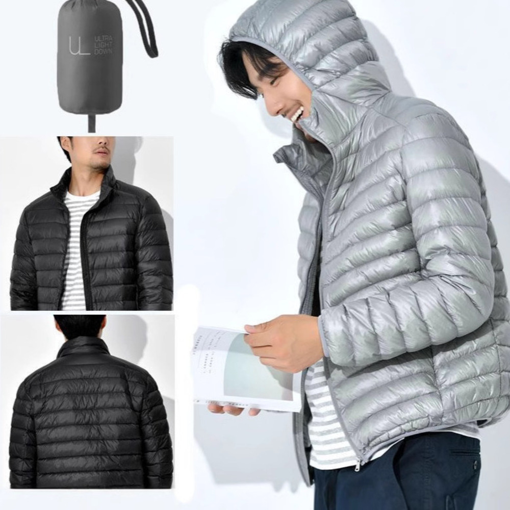 Autumn Winter Lightweight Jacket Men's Korean Version Slim Fit Short Plus Size Thickened White Duck Down Coat