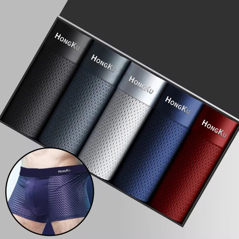 Boxers Man Summer Thin Ice Silk Breathable Men Underpants Soft Touch Men's Briefs 3D Cutting U Pouch n Underwear Man 260921