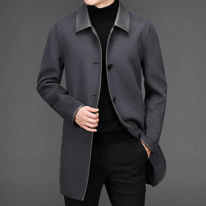 Casual Men's Wool Blends Men's Wool trench coat 2024 new arrival winter jacket men fashion Woolen Coat Men Dress Jacket men full Size M-4X