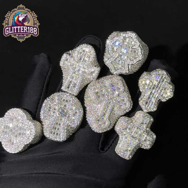 Hip Hop Style Hot Sale Vvs Moissanite Men Diamond Rings 925 Silver Ice Out Ring Cross Moissanite Hip Hop Ring Collection Memory