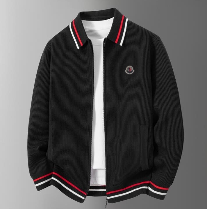 men Designer Sweater Full Zip Ribbed Knit Jacket College Style Zip Up men Cardigan Sweaters Tipping Polo Collar Lightweight Knitwear Coat