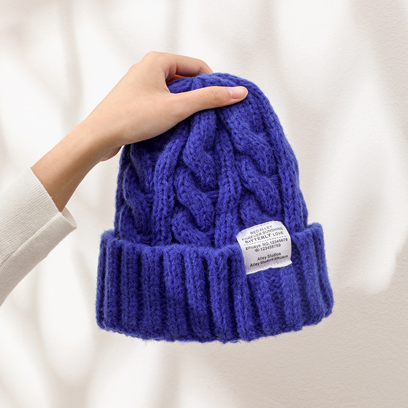 Korean-style candy-colored knitted beanie women, trendy versatile autumn winter, retro design, warm and ear-protecting, perfect for cold weather