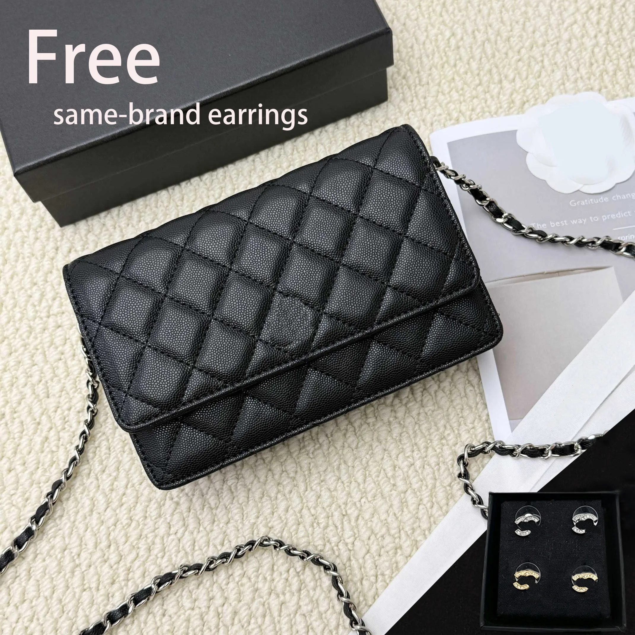 (Free same brand earrings)designer bag for women wallet on chain crossbody bags genuine leather mirror top quality shoulder bag handbags flap bag wi