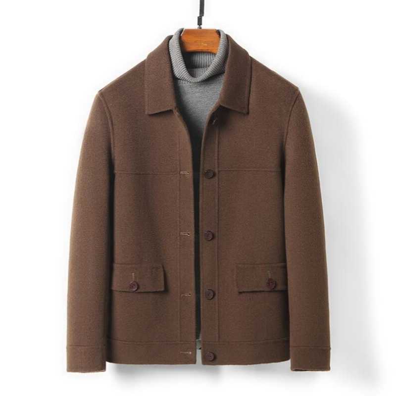 Jackets Men's Wool Blends Men's Woolen Coat Single-breasted Basic Casual Jackets New Double-sided Men Overcoat Autumn Winter D260921