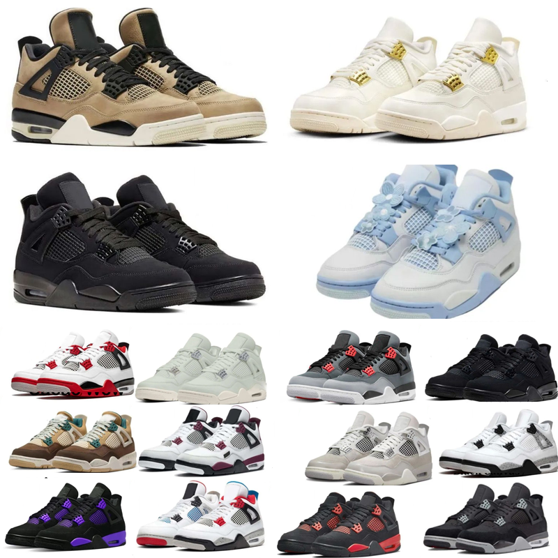 Top Designer 4s Mens Basketball Shoes Mushroom Metallic Gold Black Cat 2025 White Blue Luxury Casual Outdoor Sports Mens Sneakers Trainers