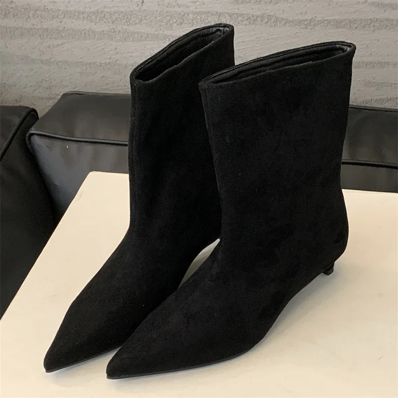 Eilyken, Otoño Invierno, botines con punta estrecha para Mujer, Zapatos De tacón bajo finos Vintage, Botas cortas modernas, Zapatos De Mujer 260918