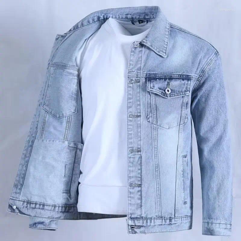 Spring Autumn Men And Women Solid Lapel Buttons Pockets Cotton Denim Jacket