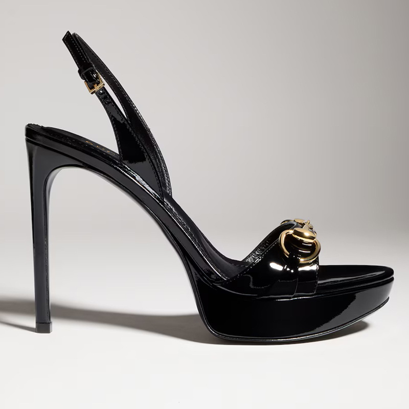 Top quality classic metal buckle decoration high-heeled sandals 10.5cm slim high heels sexy women's evening dress shoes designer fish mouth ope