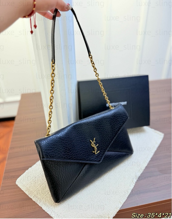 841702 yslhand bag Cassandre XXL Envelope Pouch On Chain bag classic gold logo designer bag yslbagwomen Large capacity Banquet package evening bags