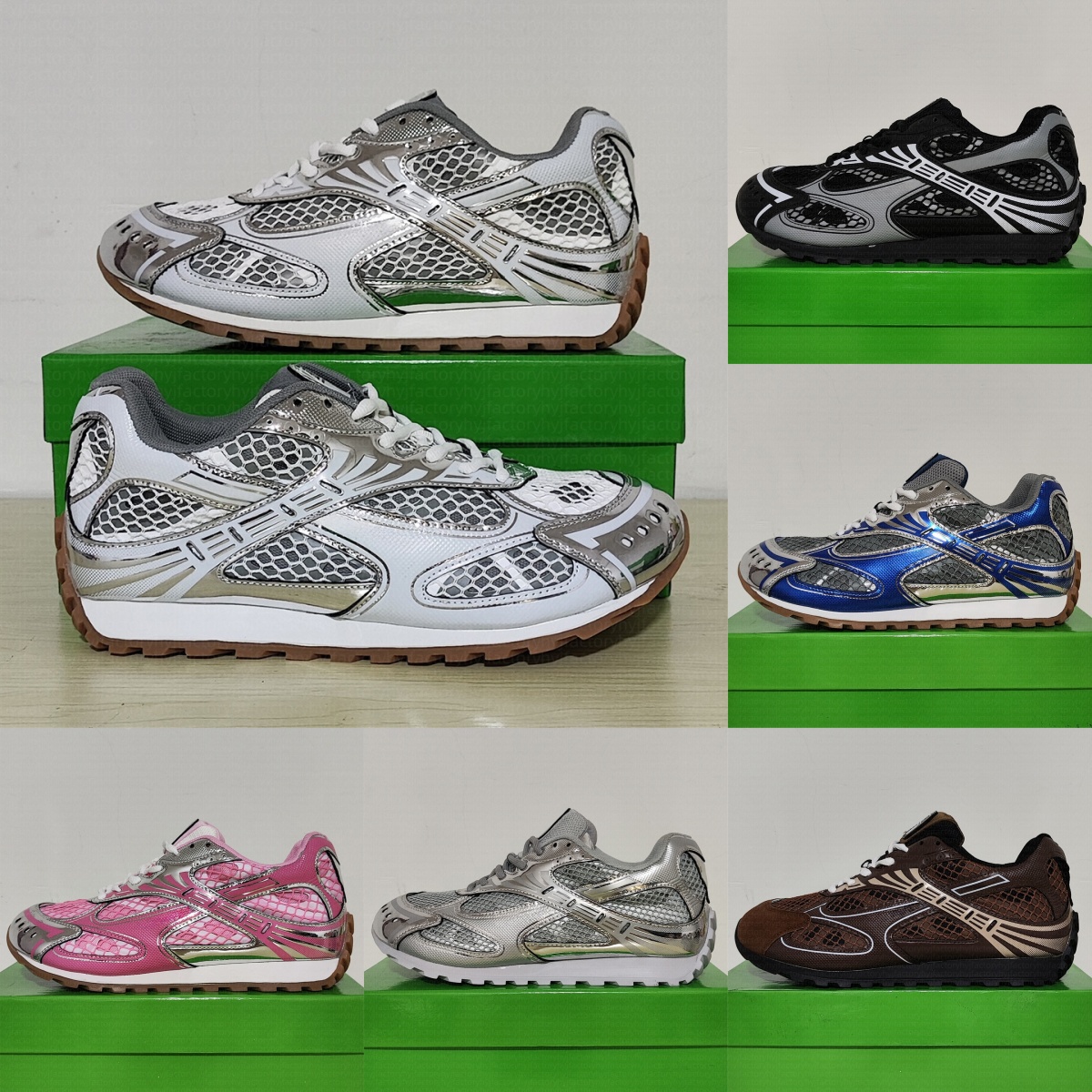 Designer Shoes Women Silver Mesh Sneaker Mens Trainers Lace Up Vintage Versatile Lightweight Technical Sneaker Comfortable Breathable Casual Runner