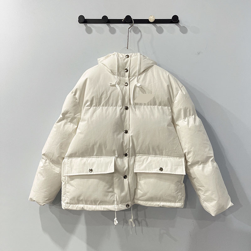 Women Hooded Puffer Jackets Drawstring Hem Button Long Sleeve Down Jackets Winter Warm Quilted Padded Jackets for Women