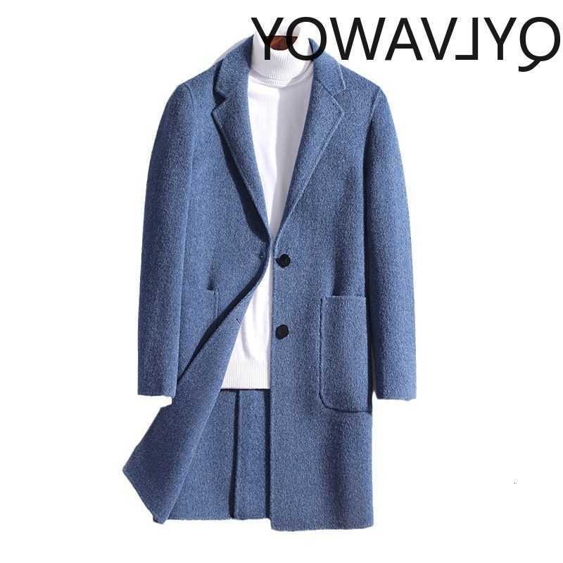 QYLVAWOY Miscele Uomo 65% Lana Cappotto di lana Cappotto addensato Autunno Inverno Giacca da uomo Cappotti di lana double face per uomo Cappotto cor