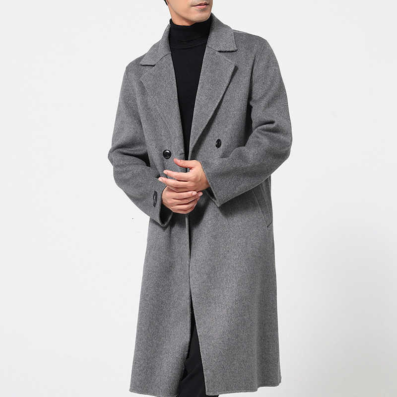 Miscele da uomo Cappotto esteso da uomo in 100% lana cashmere spesso double face Moda classica e versatile per affari e tempo libero D260921