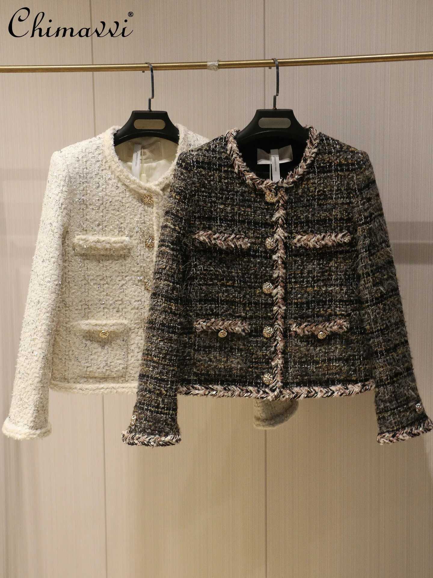 Jacket Women's Jackets Heavy Tweed 2026 Autumn and Winter New Fashion Metal Buckle High-end Long-sleeved Commuter Women's Coat Top C260921
