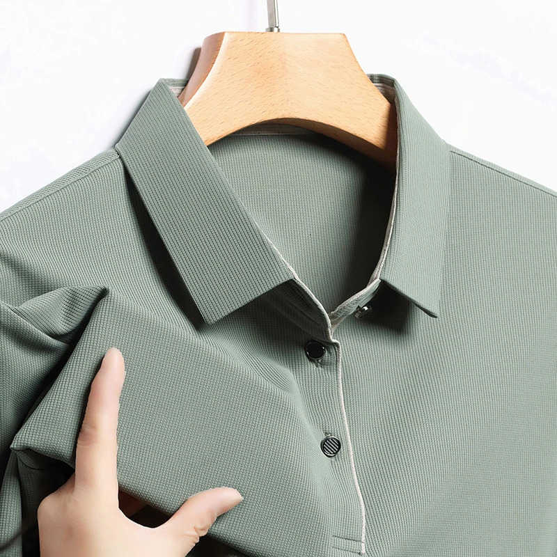 New Men's Casual Shirts 2025 Men's Business Casual Short Sleeved Shirt Solid Color Polo Shirt Fashionable Breathable Comfortable Versatile