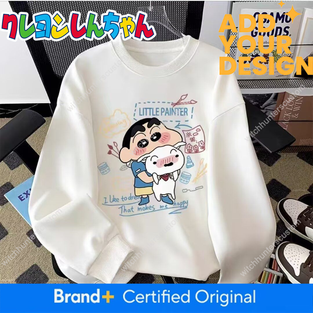 Felpa in pile girocollo uomo donna, nuovo top casual autunno/inverno 2025, design trendy Crayon Shin-chan, adatto per adolescenti e studenti fb
