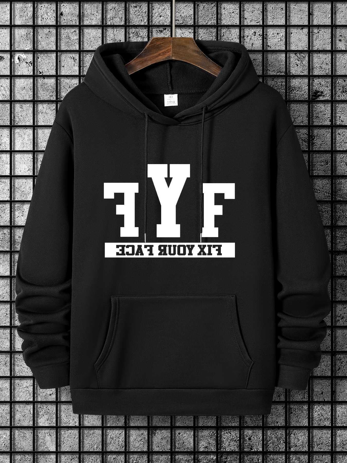 Men Men's Hoodies Hoodie Sweatshirts Sweatshirt Block Font Letter Print Oversize Loose Casual Long sleeve Pullover Streetwear Retro Cool Street