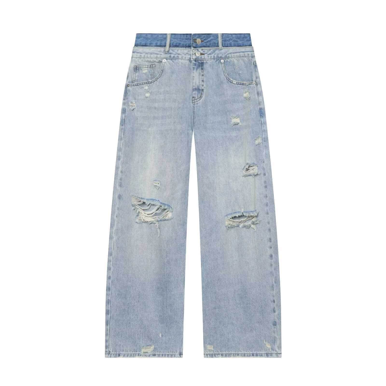 European and American style 2026 summer new product women's double-layer casual mid waist straight leg denim pants S260921U7AR