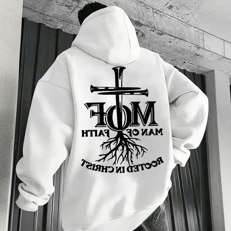 2026 Men's Hoodies Hot Sweatshirts Sale Men's Hoodie Man of Faith Jesus Print Hooded Sweatshirts Autumn Winter Daily Casual Sporty Fashion