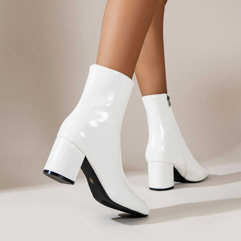 Shoes for Women Ankle Boots Boots for Women 2024 Side Zipper Stretch Middle Heel Plus Size Short Boots Fashion Pointed Shoes 35-42 H260921