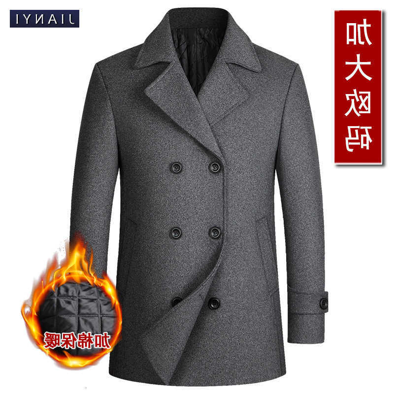 Classic Men's Men's Wool Blends Notched Collar Double Breasted Wool Blend Pea Coat Cashmere Trench Coats Long Jackets Quality Male Winter