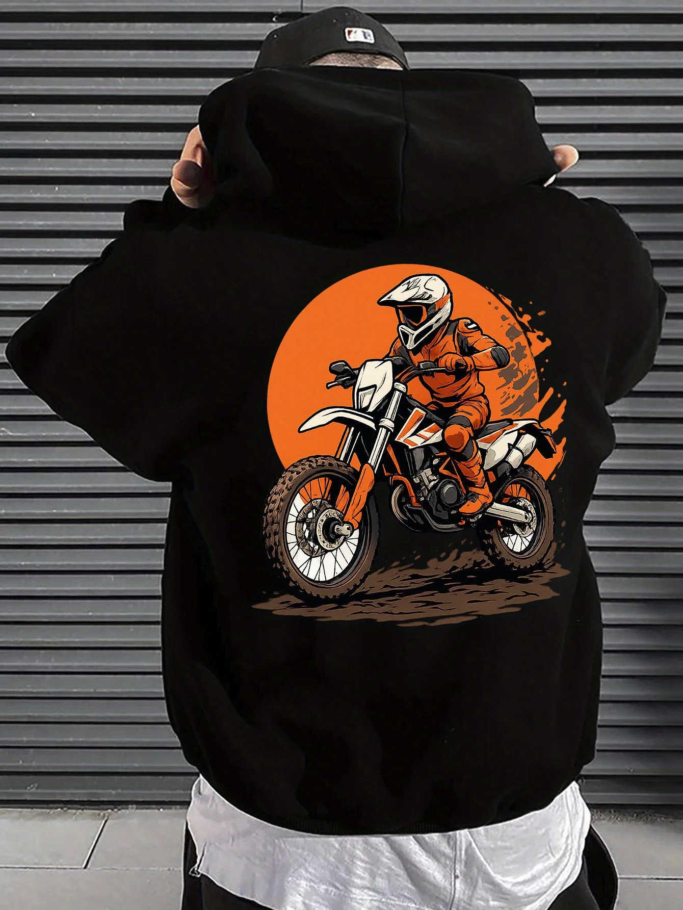 Men Men's Hoodies Sweatshirts 2026 Retro Oversized Hoodie Autumn Winter Off Road Motorcycle Sunset Graphic Daily Casual Hooded Sweatshirt D2609