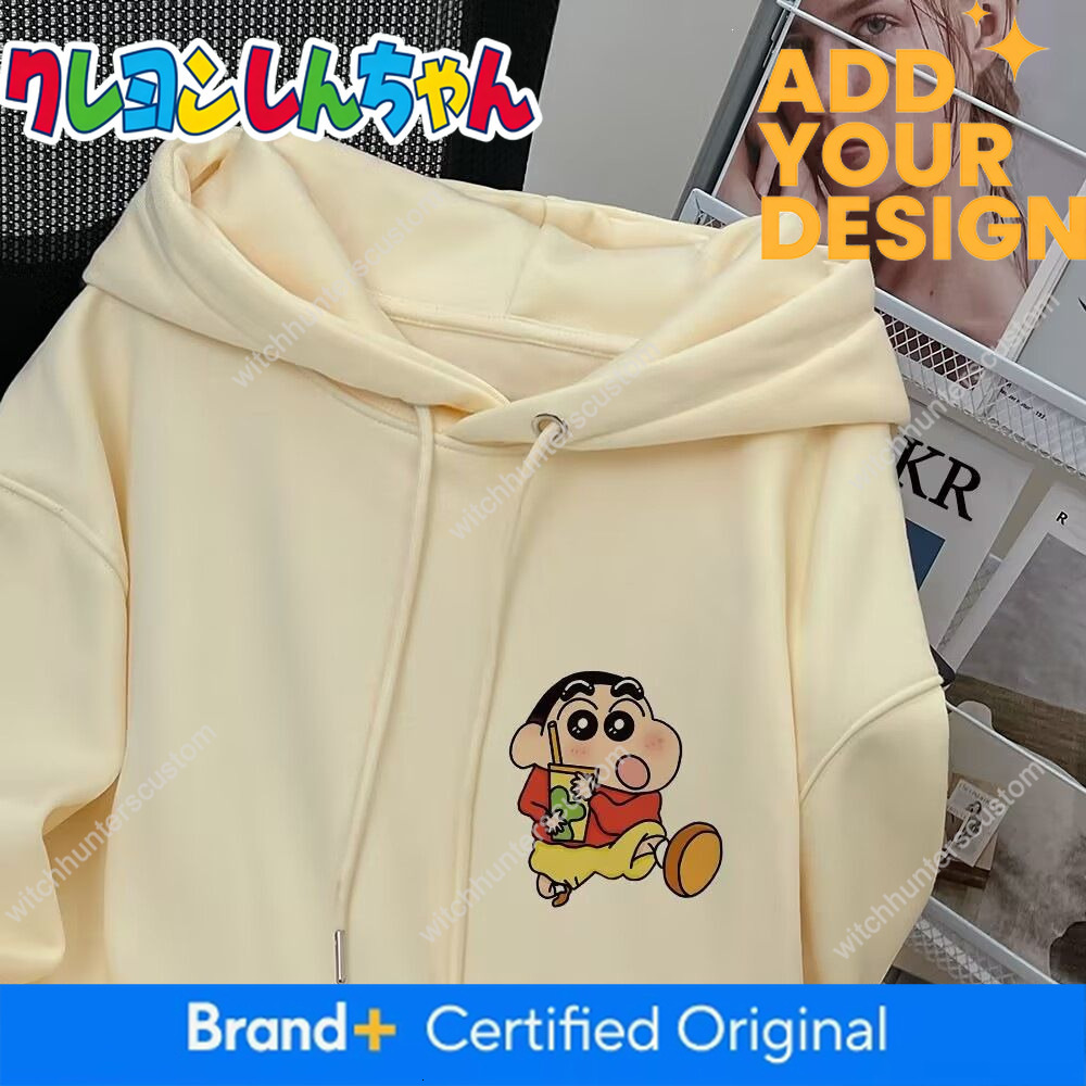 Sudadera con capucha con estampado de Crayon Shin-chan, estilo japonés, retro, unisex, informal, con forro polar, gruesa, de manga larga para otoño