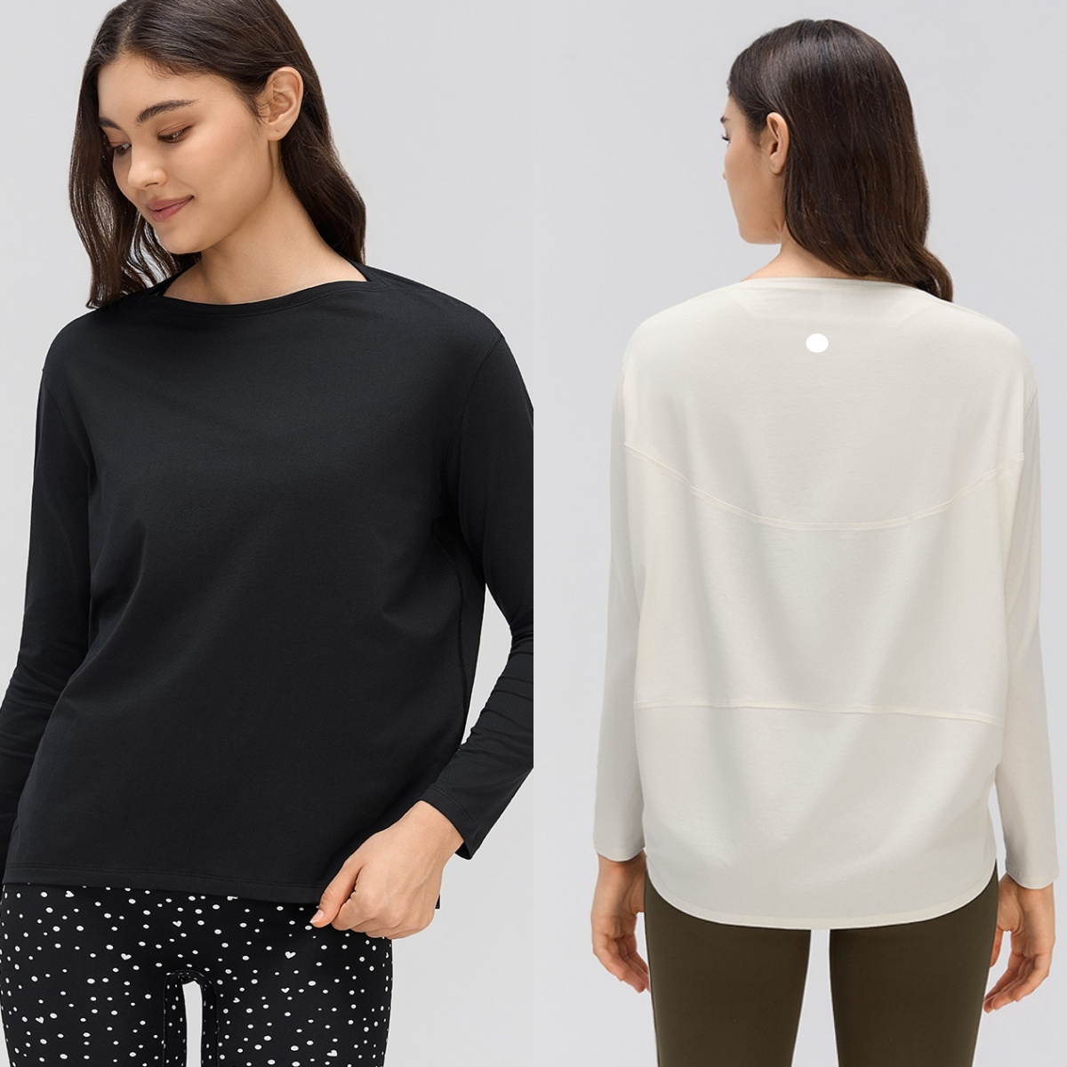 L6587 haut de Yoga à manches longues pour femmes, coupe ample, col unique, chemise décontractée avec tissu respirant, t-shirt de sport, chemises