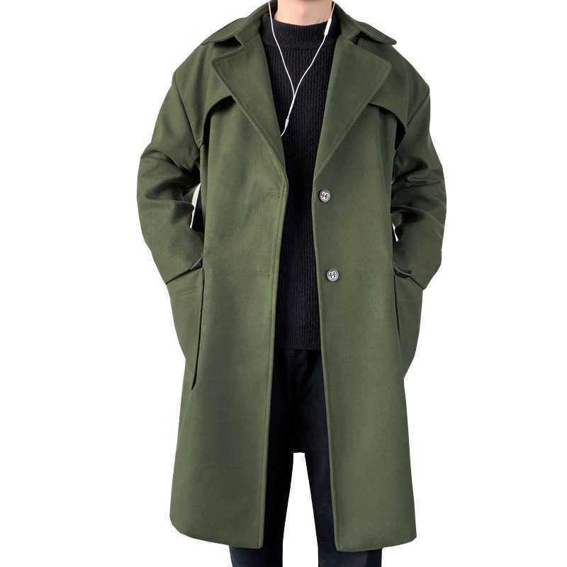 Mens Blends 2026 Men's Wool Hooded Long Woolen Coats Oversized Solid Color Winter Windbreaker Korean Style Casual Outwear D260921