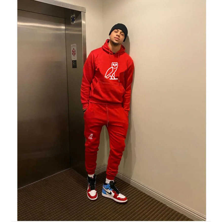 Trend Men's Hoodies high Sweatshirts quality casual long sleeve red autumn coat ordinary sweatpants hoodie set D260921