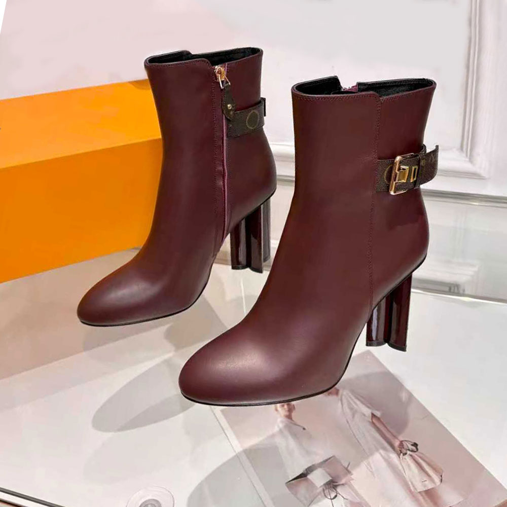 womens Silhouette Ankle Boot Luxury Designer Boots 1AIFGJ Fashion Soft Calf Leather Boots Vintage Style Classic Brand Autumn Winter Boots Flower Hee
